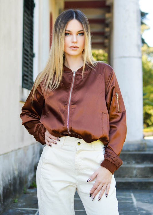 Ζακέτα Bomber Σατέν ΚΑΦΕ