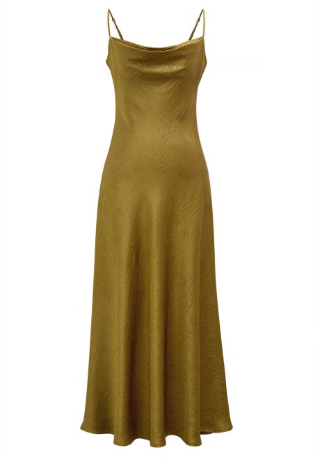 Σατέν φόρεμα σε στυλ LINGERIE MUSTARD