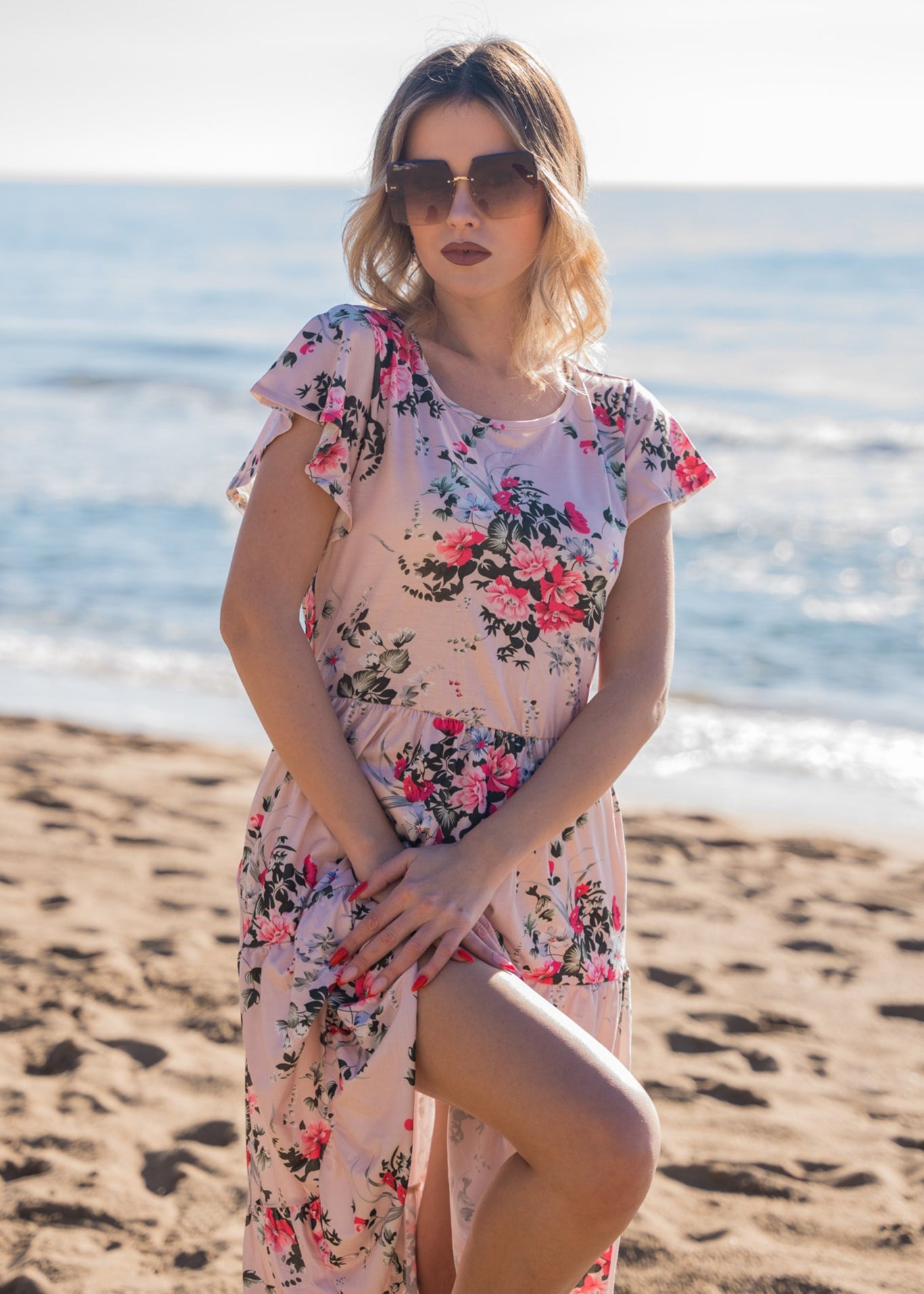 Φόρεμα FLORAL ΜΠΕΖ