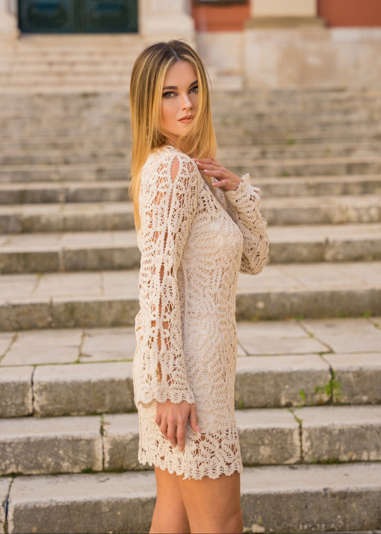 Κοντό φόρεμα LACE CROCHET