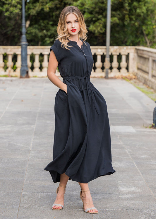 Φόρεμα Mίντι MODEST BLACK