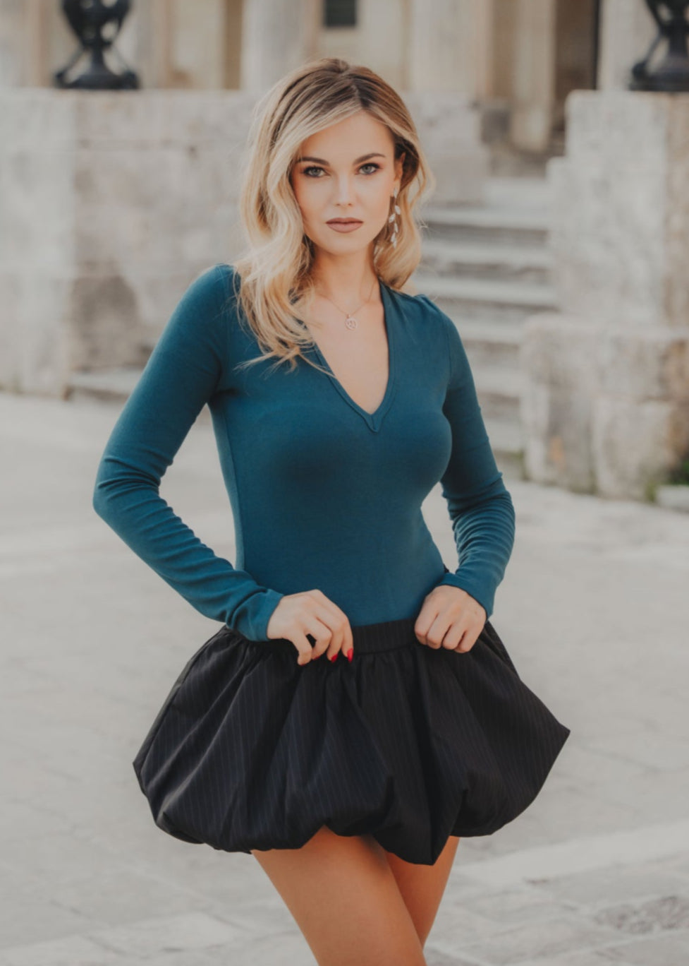 Μπλούζα με πλέξη ριμπ ΠΕΤΡΟΛ