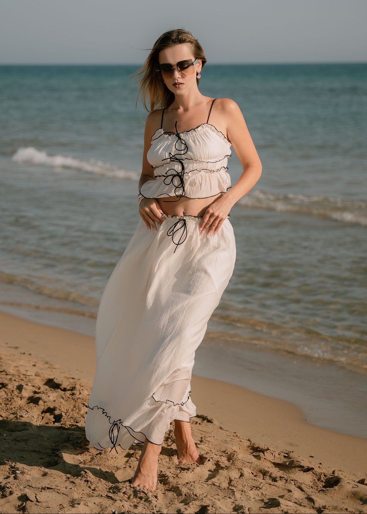 Set Τοπ & Φούστα ΚΡΕΜ