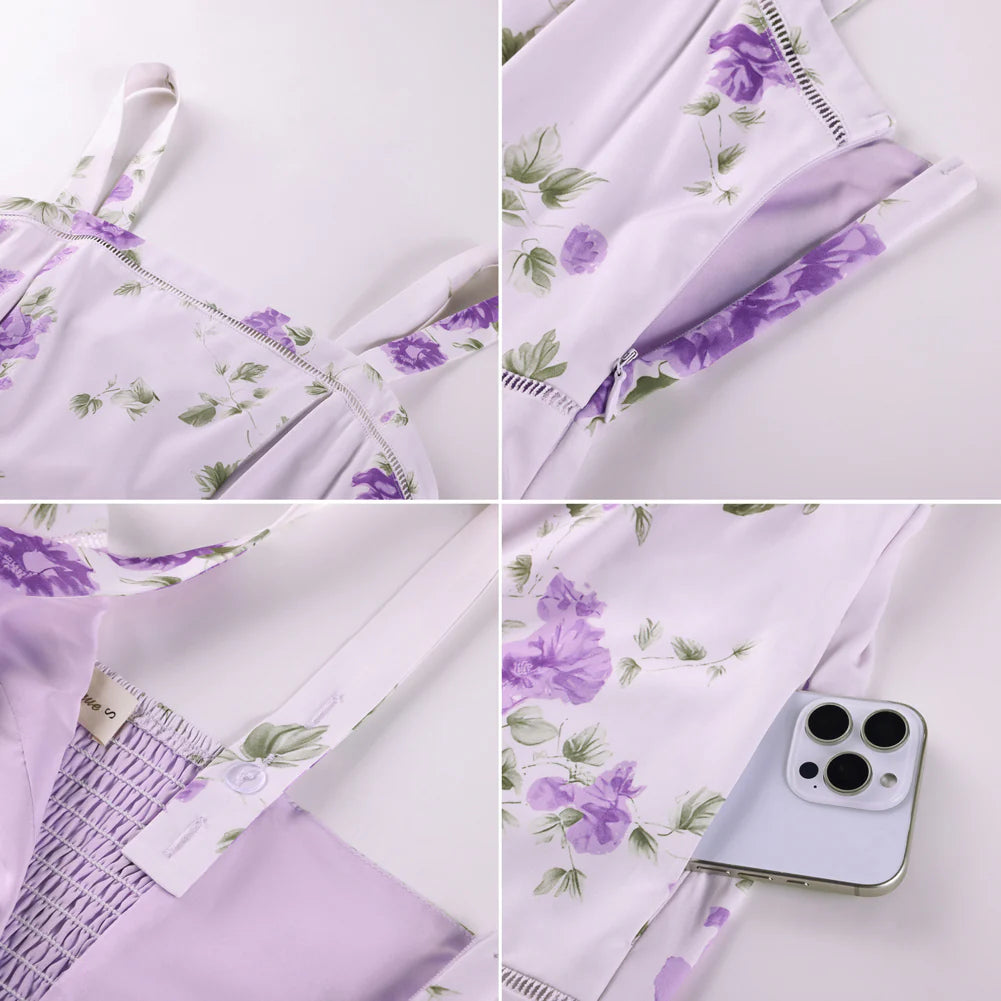 Φόρεμα Mίντι PURPLE FLOWERS