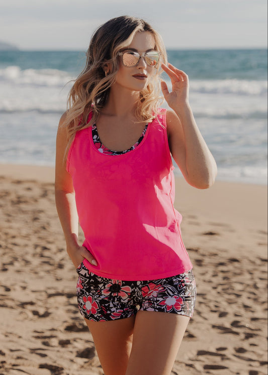 Μαγιό Τανκίνι ΜΑΥΡΟ ΜΕ ΡΟΖ 3 PIECES