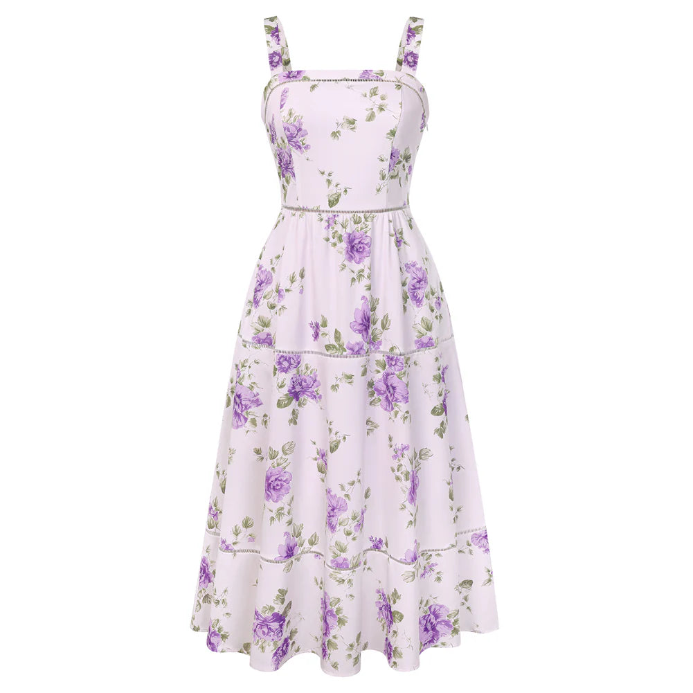 Φόρεμα Mίντι PURPLE FLOWERS