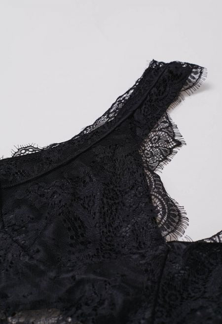 Σατέν φόρεμα σε στυλ LINGERIE ΜΑΥΡΟ