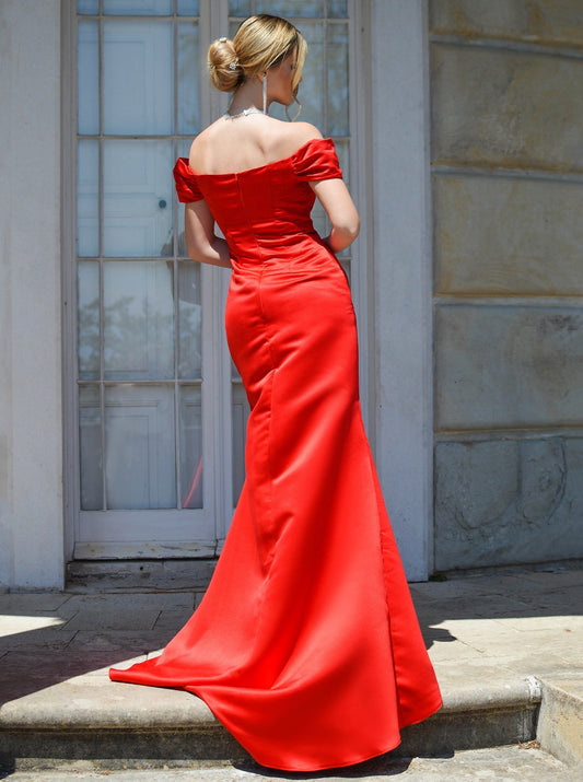Εκπληκτικό φόρεμα με κορσέ ΚΟΚΚΙΝΟ